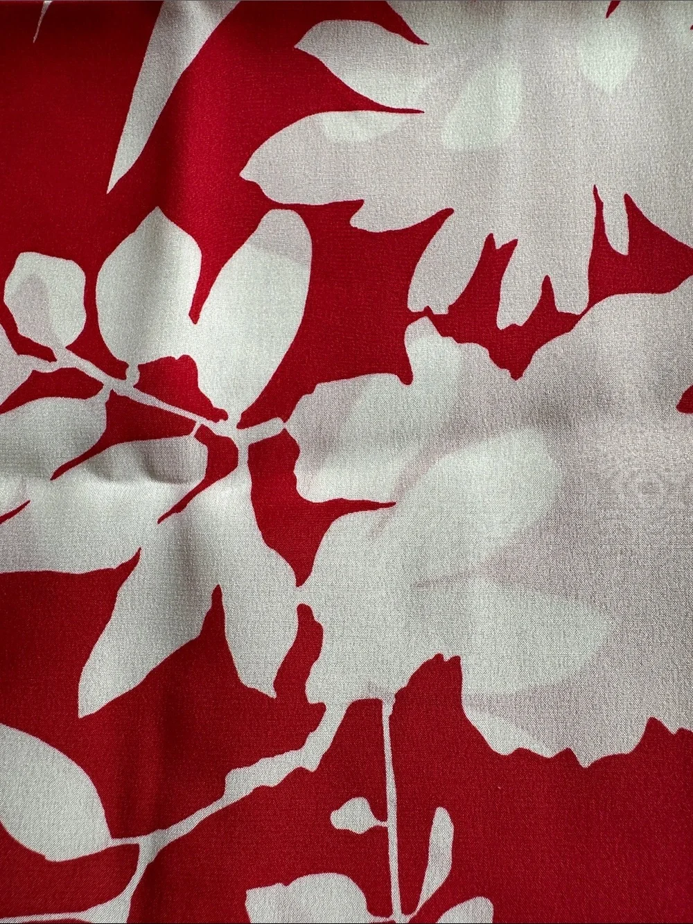 Lauren Ralph Lauren Red and White Floral Scarf with Navy Border
